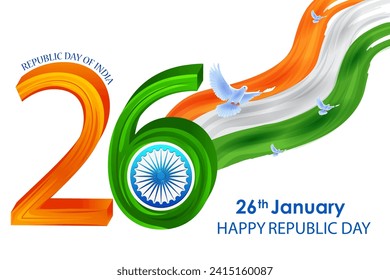 easy to edit vector illustration of Happy Republic Day of India tricolor background for 26 January