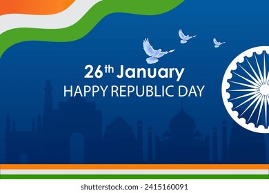 fácil de editar ilustración vectorial del Día feliz de la República de la India fondo tricolor para el 26 de enero