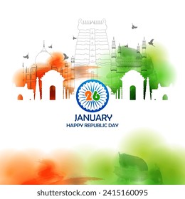 leicht zu bearbeitende Vektorgrafik des Happy Republic Day of India, dreifarbiger Hintergrund für den 26. Januar