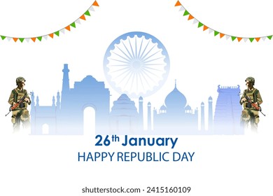 easy to edit vector illustration of Happy Republic Day of India tricolor background for 26 January