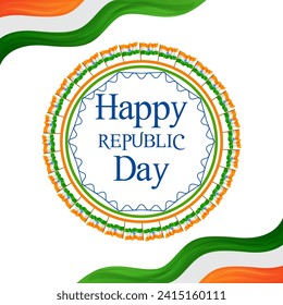 fácil de editar ilustración vectorial del Día feliz de la República de la India fondo tricolor para el 26 de enero