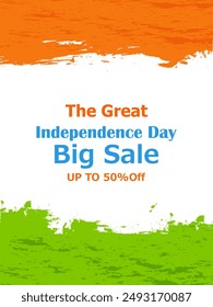easy to edit vector illustration of Happy Independence Day of India tricolor Great Indian Sale and Promotion background for 15th August advertisement