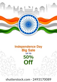 easy to edit vector illustration of Happy Independence Day of India tricolor Great Indian Sale and Promotion background for 15th August advertisement