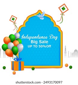 easy to edit vector illustration of Happy Independence Day of India tricolor Great Indian Sale and Promotion background for 15th August advertisement