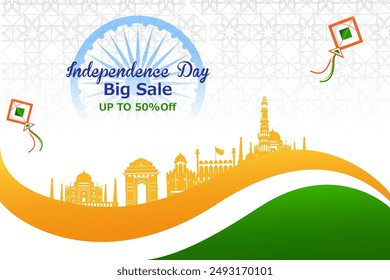 easy to edit vector illustration of Happy Independence Day of India tricolor Great Indian Sale and Promotion background for 15th August advertisement
