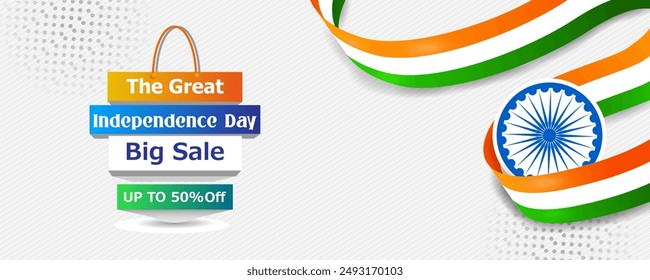 Fácil de editar Ilustración vectorial de Feliz Día de la Independencia de la India tricolor Gran Venta India y fondo de promoción para el 15 de agosto