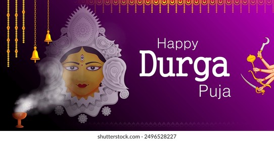 easy to edit vector illustration of Happy Durga Puja India festival holiday background