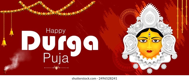 fácil de editar Ilustración vectorial del fondo de vacaciones del festival Happy Durga Puja India