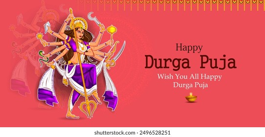 easy to edit vector illustration of Happy Durga Puja India festival holiday background