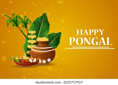 easy to edit vector illustration of Happy Pongal festival of Tamil Nadu India background