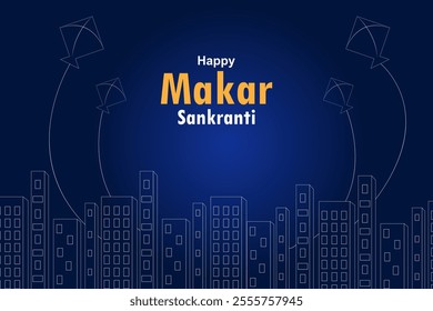 easy to edit vector illustration of Happy Makar Sankranti background with colorful kite