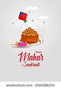 easy to edit vector illustration of Happy Makar Sankranti background