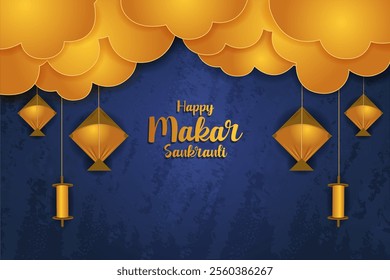 easy to edit vector illustration of Happy Makar Sankranti background