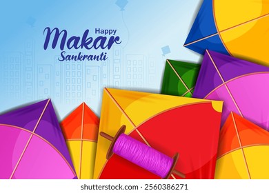 easy to edit vector illustration of Happy Makar Sankranti background