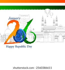 easy to edit vector illustration of Happy Republic Day of India tricolor background for 26 January