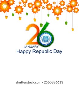 easy to edit vector illustration of Happy Republic Day of India tricolor background for 26 January