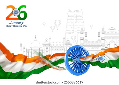 easy to edit vector illustration of Happy Republic Day of India tricolor background for 26 January