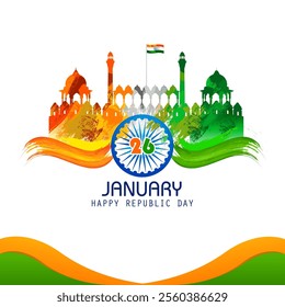 easy to edit vector illustration of Happy Republic Day of India tricolor background for 26 January