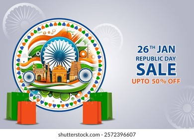 easy to edit vector illustration of Happy Republic Day of India tricolor background for 26 January