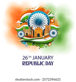 easy to edit vector illustration of Happy Republic Day of India tricolor background for 26 January