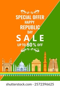 easy to edit vector illustration of Happy Republic Day of India tricolor background for 26 January