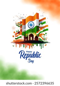 easy to edit vector illustration of Happy Republic Day of India tricolor background for 26 January