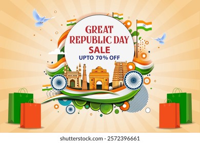 easy to edit vector illustration of Happy Republic Day of India tricolor background for 26 January