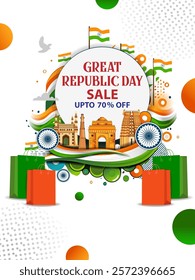 easy to edit vector illustration of Happy Republic Day of India tricolor background for 26 January