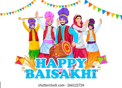 easy to edit vector illustration of Happy Baisakhi celebration