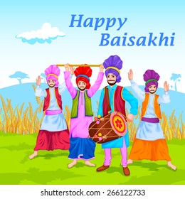 easy to edit vector illustration of Happy Baisakhi celebration 