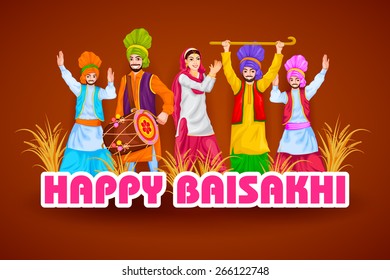 easy to edit vector illustration of Happy Baisakhi celebration 
