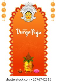 easy to edit vector illustration of Happy Durga Puja India festival holiday background