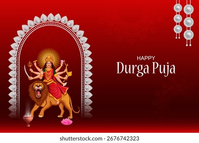 fácil de editar Ilustración vectorial del fondo de vacaciones del festival Happy Durga Puja India