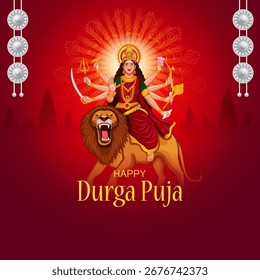 fácil de editar Ilustración vectorial del fondo de vacaciones del festival Happy Durga Puja India
