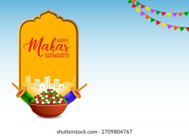 easy to edit vector illustration of Happy Makar Sankranti background with colorful kite