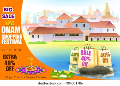 easy to edit vector illustration of Happy Onam shopping Offer