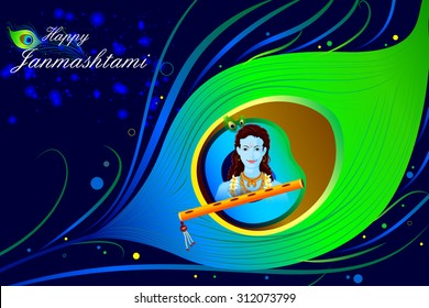 easy to edit vector illustration of Happy Krishna Janmashtami