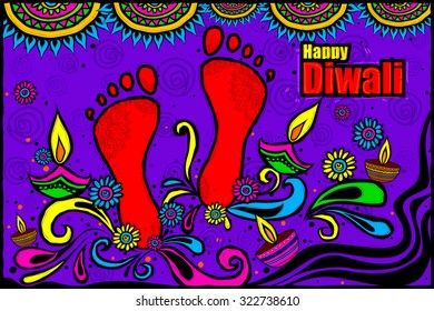 easy to edit vector illustration of Happy Diwali diya in Indian art style background