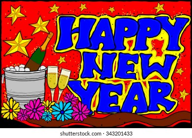 easy to edit vector illustration of Happy New Year background