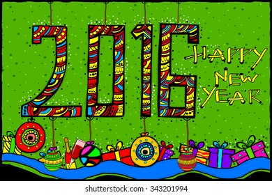 easy to edit vector illustration of Happy New Year 2016 background