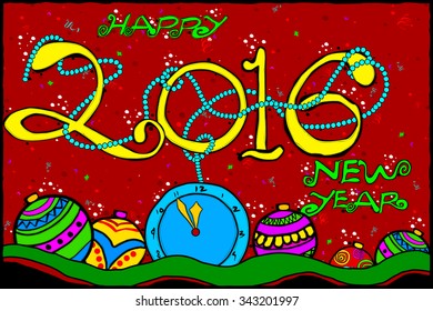 easy to edit vector illustration of Happy New Year 2016 background