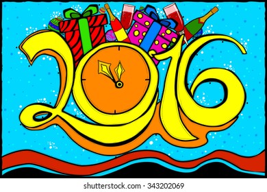 easy to edit vector illustration of Happy New Year 2016 background