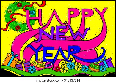 easy to edit vector illustration of Happy New Year background