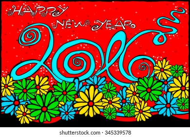 easy to edit vector illustration of Happy New Year 2016 background