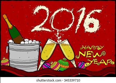 easy to edit vector illustration of Happy New Year 2016 background