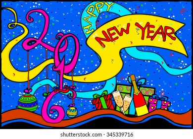 easy to edit vector illustration of Happy New Year 2016 background