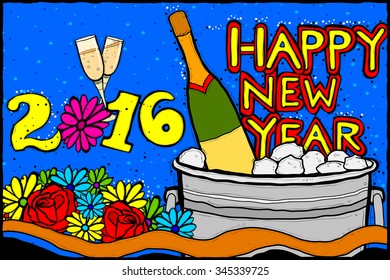 easy to edit vector illustration of Happy New Year 2016 background