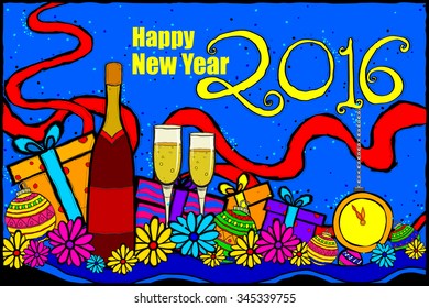 easy to edit vector illustration of Happy New Year 2016 background