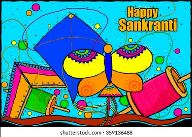 easy to edit vector illustration of Happy Makar Sankranti background