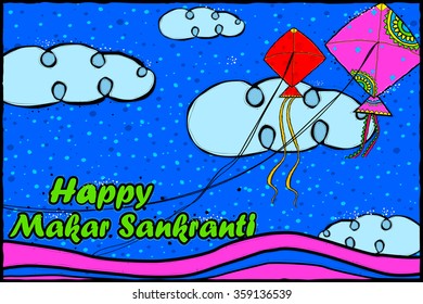 easy to edit vector illustration of Happy Makar Sankranti background